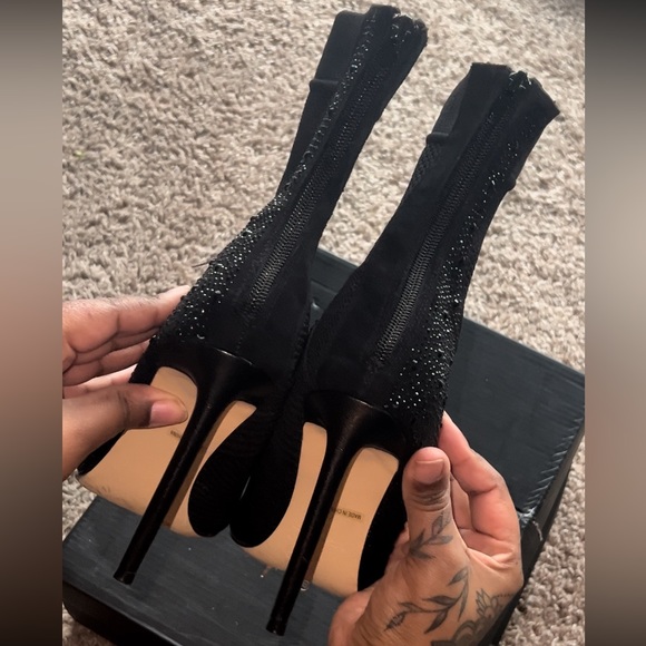 Black Booties With Black Diamonds Details - Picture 4 of 8